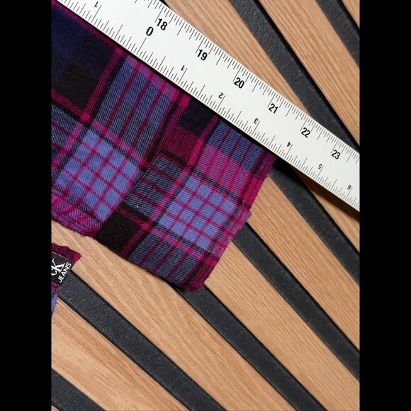 Calvin Klein Shirt Small Womens Purple Pink Plaid Henley Plaid Wester Collared - Picture 4 of 8